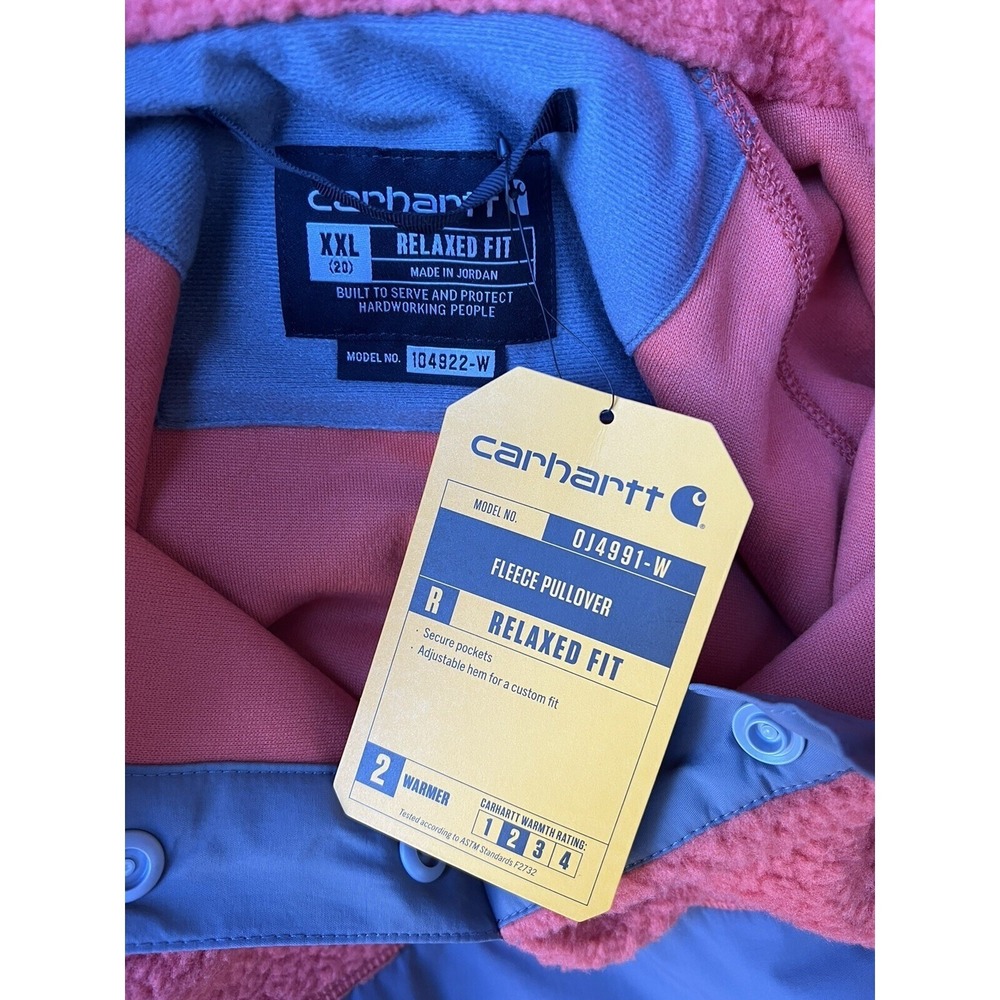 Carhartt Women's Relaxed Fit Sherpa Fleece Pullover Snap Jacket - 2XL Orange - Picture 9 of 10